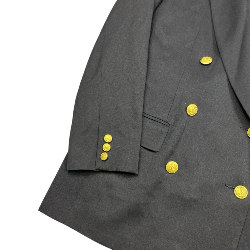 Vintage wool double breasted crown crest navy wool blazer Womens 6 USA made - Picture 2 of 7